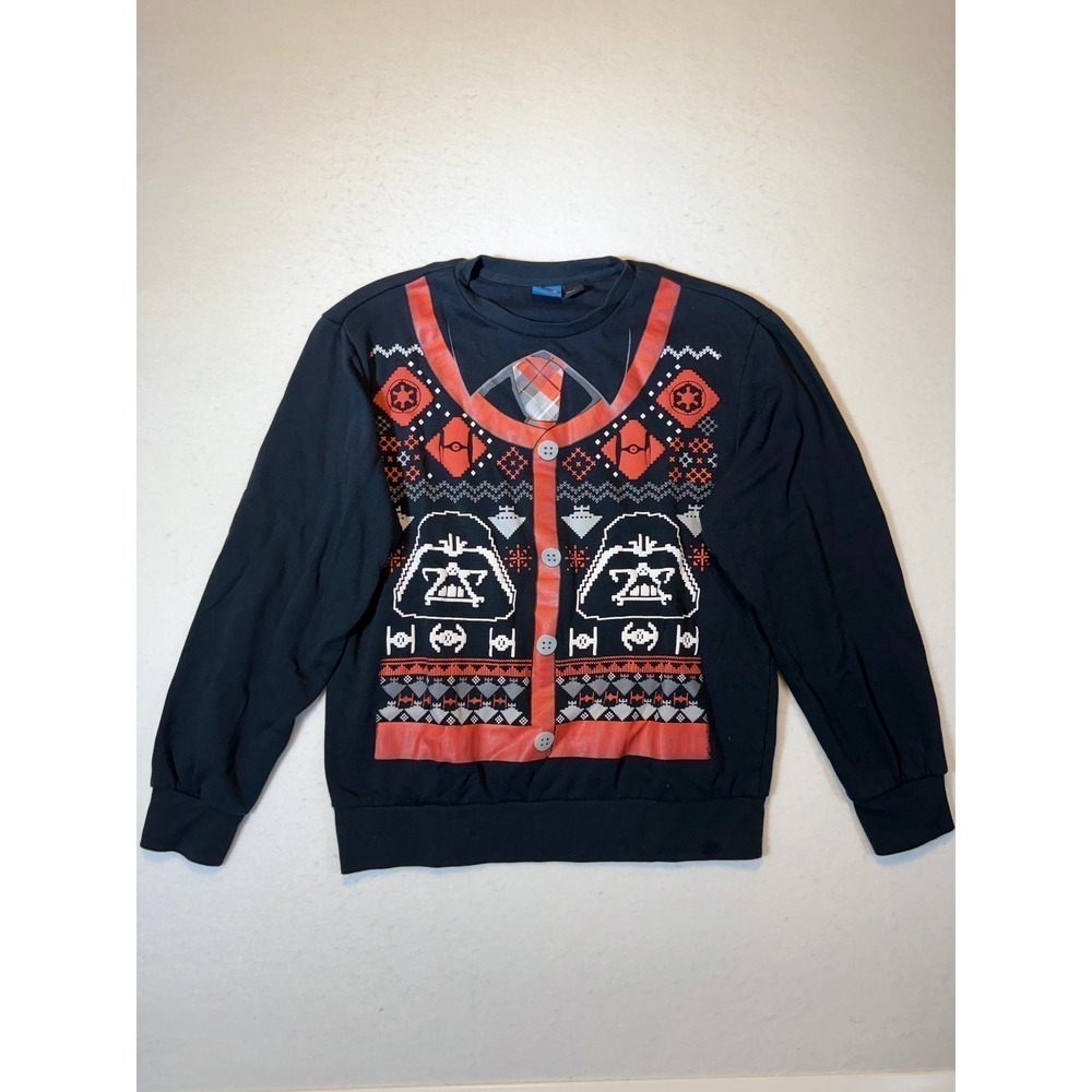 Star Wars Ugly Christmas Sweater Darth Vader Mens Medium Long Sleeve Black